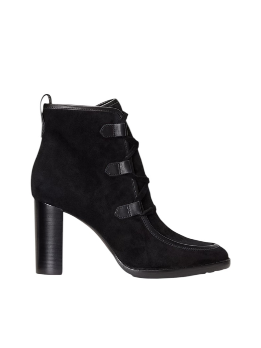 Lauren Ralph Lauren Mabel Leather-Trim Suede Black Bootie - Sz 10